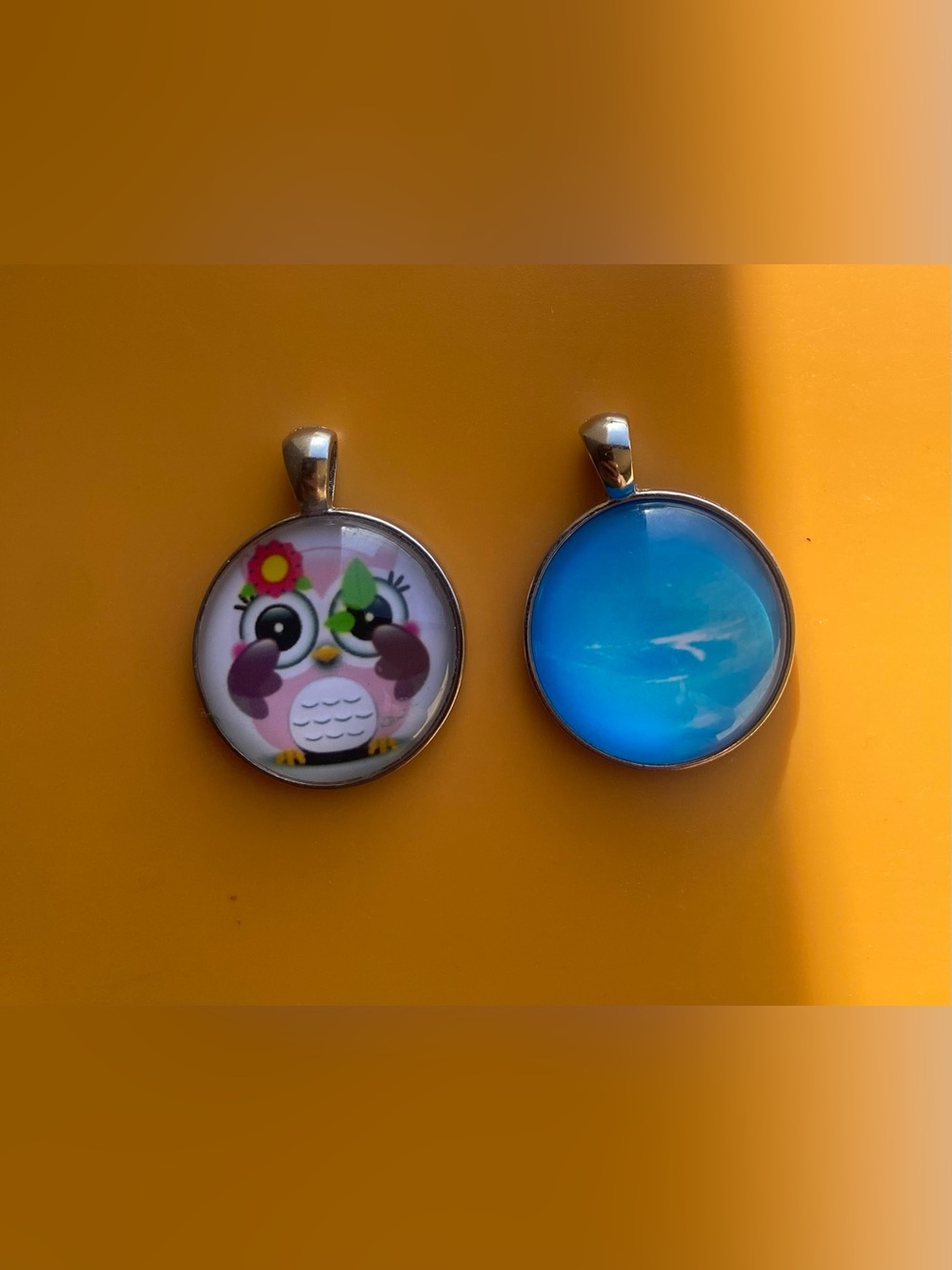 2 Piece Bundle of Glass Cabochon Charm Pendants / Keychain / DIY Jewelry (pendan